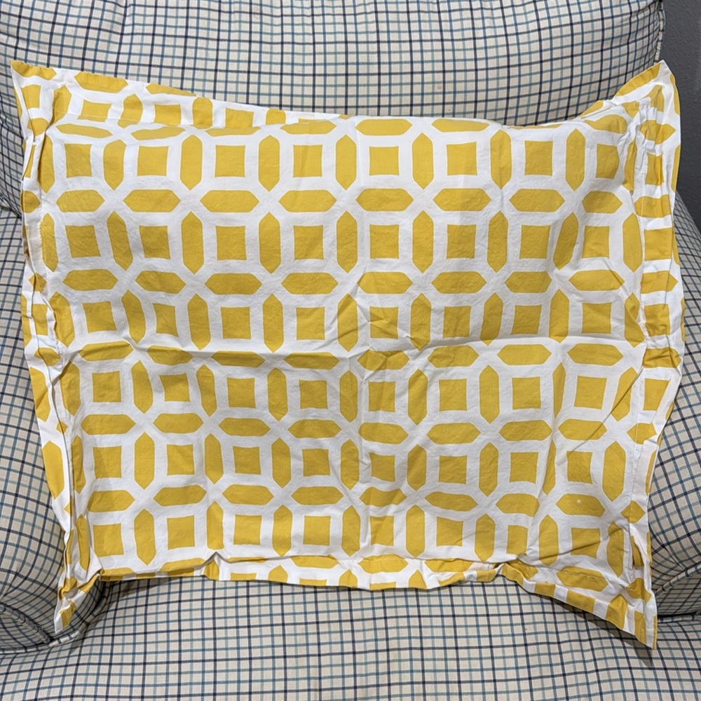 Pottery Barn Teen Peyton Duvet Yellow and White 100% Cotton & 1 Sham Twin Size - Picture 2 of 4